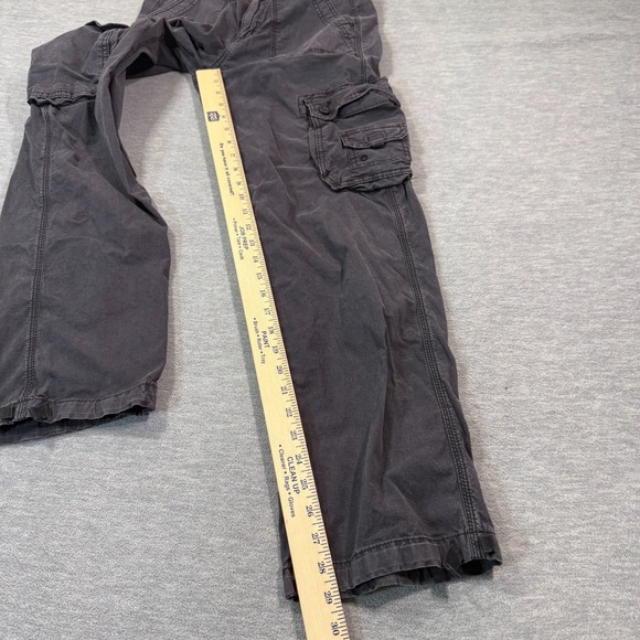 American Eagle Pants Women 2 Baggy Jogger Grey High Rise Cargo Multi Pocket Y2K - Picture 3 of 11